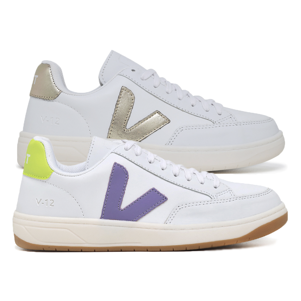 V-12 White Platine e V-12 White Purple Lime